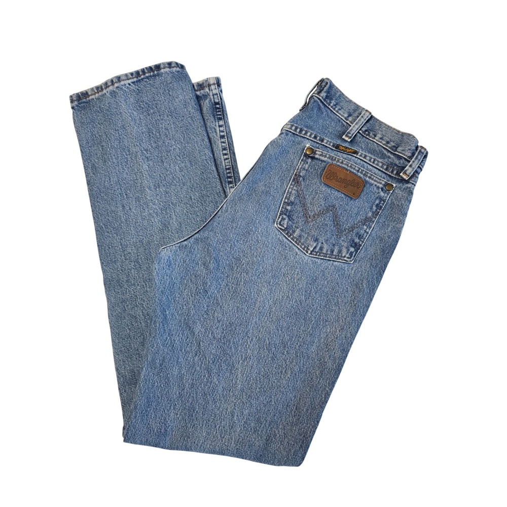 Wrangler Mens Cowboy Cut 47MWZDS Slim Fit Cotton Denim Blue Jeans 35x34 EUC